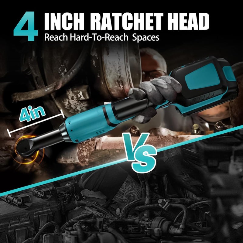 DEVTBLUN 21V Electric Ratchet Wrench Set,60FT-LBS (80N.m) Extended Cordless Ratchet Wrench with 2x 2.0Ah Battery,3/8" 400 RPM Variable Speed Power Ratchet Driver Set with 7 Sockets,1/4 Adaptor, 3"Extension Bar - Image 5